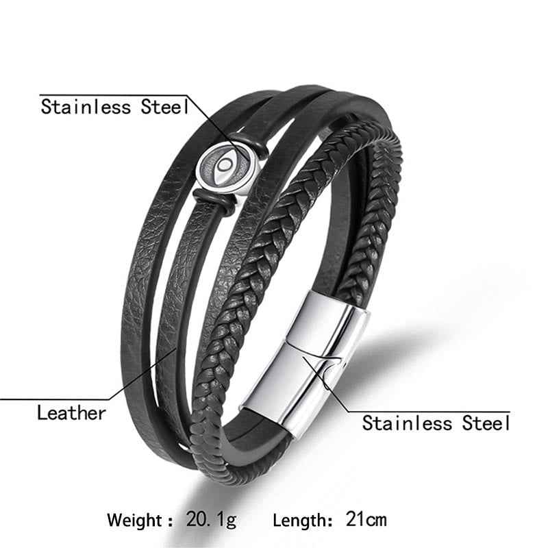 Fortune Jewel Evil Eye Multilayered Braided Leather Balance Bracelet