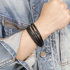 Fortune Jewel Evil Eye Multilayered Braided Leather Balance Bracelet