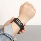 Fortune Jewel Evil Eye Multilayered Braided Leather Balance Bracelet