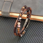 Fortune Jewel Sardonyx Double Wrap Braided Leather Success Bracelet