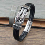 Fortune Jewel Knot Design Braided Leather Balance Bracelet