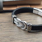 Fortune Jewel Knot Design Braided Leather Balance Bracelet