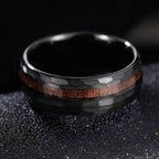 Fortune Jewel Hammered Texture Inlay Tungsten Steel Endurance Ring