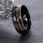 Fortune Jewel Hammered Texture Inlay Tungsten Steel Endurance Ring