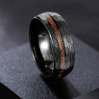 Fortune Jewel Hammered Texture Inlay Tungsten Steel Endurance Ring