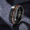 Fortune Jewel Hammered Texture Inlay Tungsten Steel Endurance Ring