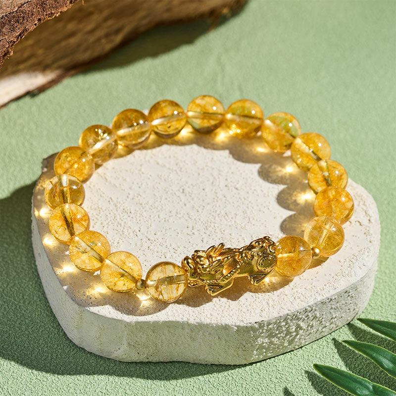 Buddha Stones Natural Citrine PiXiu Prosperity Protection Bracelet - Fortune Jewel