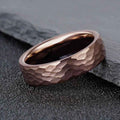 Fortune Jewel Simple Hammered Texture Tungsten Steel Reliability Ring