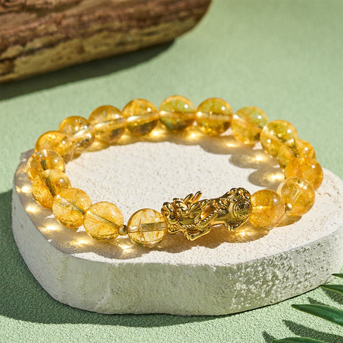 Buddha Stones Natural Citrine PiXiu Prosperity Protection Bracelet - Fortune Jewel