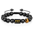 Fortune Jewel Angel Number Natural Black Obsidian Tiger Eye Strength Fulfillment Bracelet