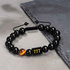Fortune Jewel Angel Number Natural Black Obsidian Tiger Eye Strength Fulfillment Bracelet