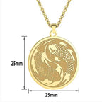 Fortune Jewel Stainless Steel Double Koi Fish Success Necklace Pendant