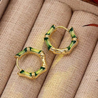 Fortune Jewel Round Bamboo Dripping Design Copper Fortune Hoop Earrings