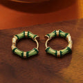Fortune Jewel Round Bamboo Dripping Design Copper Fortune Hoop Earrings