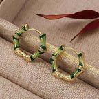 Fortune Jewel Round Bamboo Dripping Design Copper Fortune Hoop Earrings