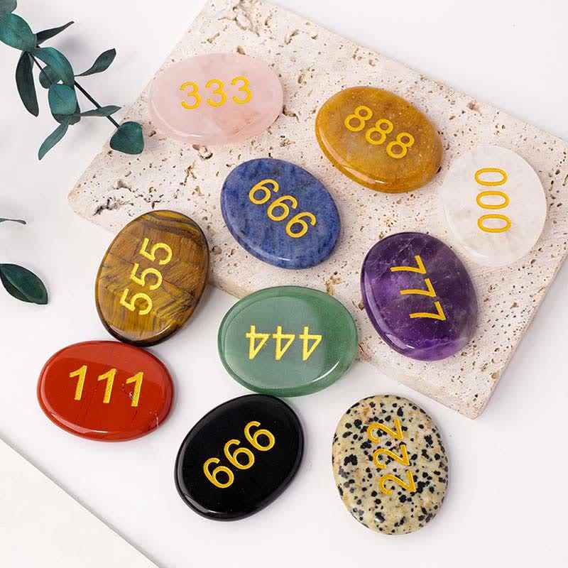 Fortune Jewel Angel Numbers White Crystal Red Jasper Pink Crystal Green Aventurine Meditation Palm Stone