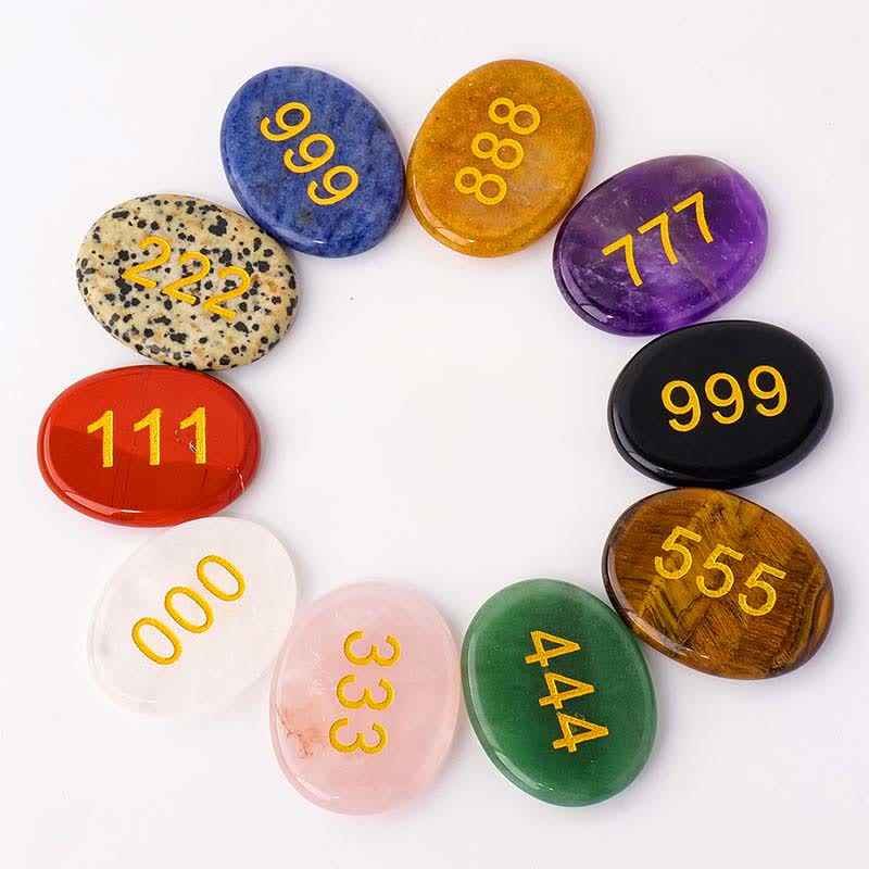 Fortune Jewel Angel Numbers White Crystal Red Jasper Pink Crystal Green Aventurine Meditation Palm Stone