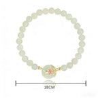 Fortune Jewel 925 Sterling Silver Hetian White Jade Lotus Symbol Peace Buckle Harmony Beaded Bracelet