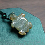 Fortune Jewel Green Jade Turtle Prosperity Necklace Pendant