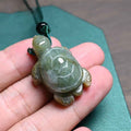 Fortune Jewel Green Jade Turtle Prosperity Necklace Pendant