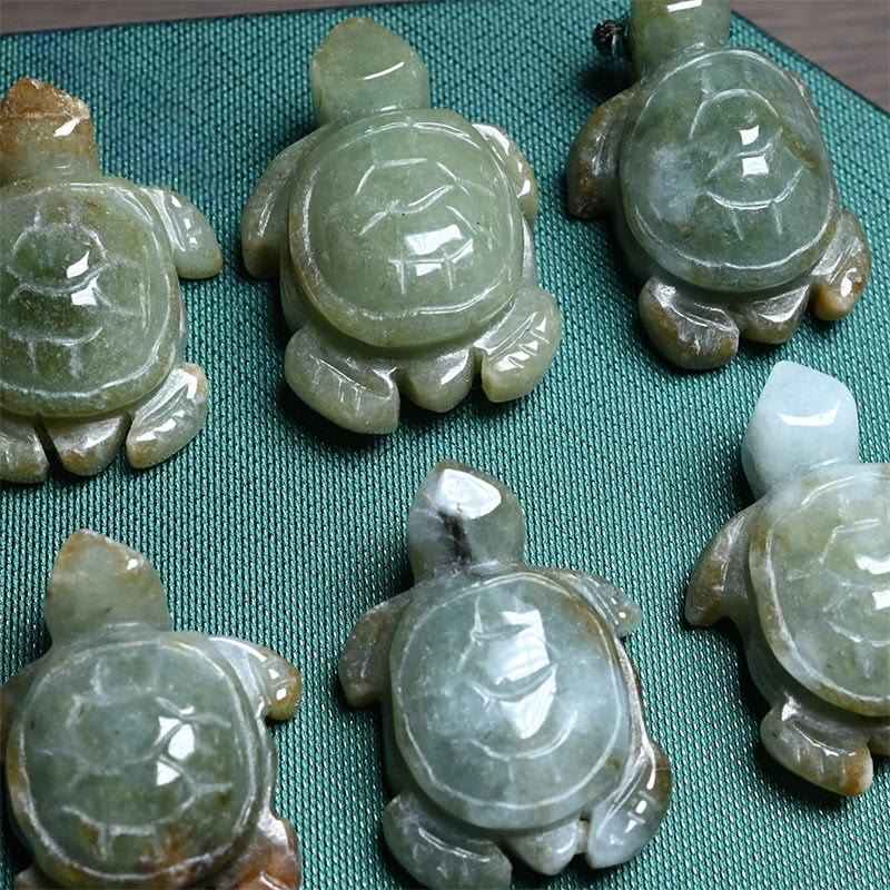 Fortune Jewel Green Jade Turtle Prosperity Necklace Pendant