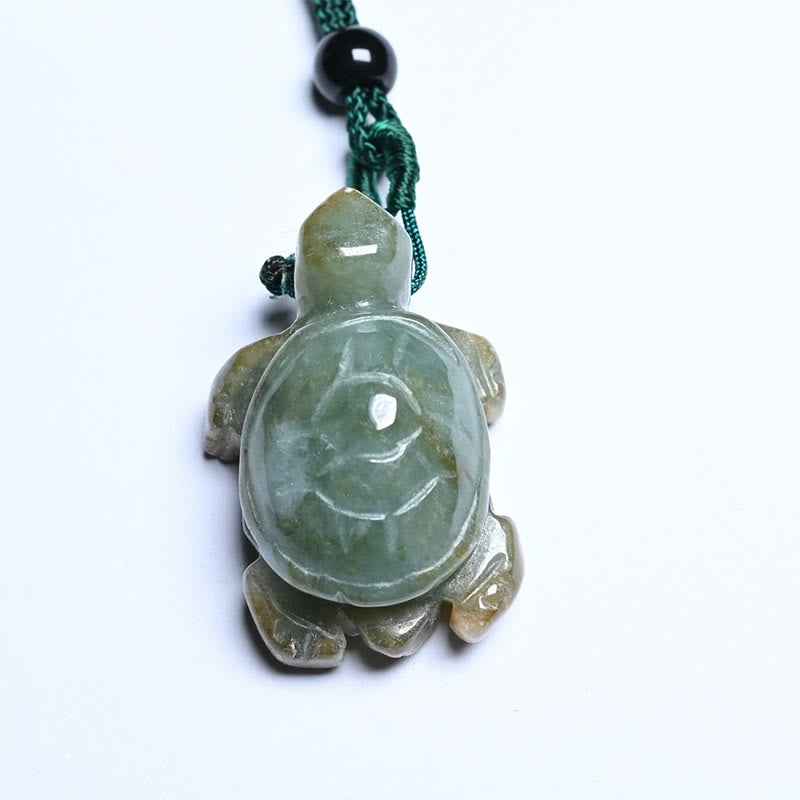 Fortune Jewel Green Jade Turtle Prosperity Necklace Pendant