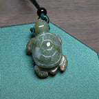 Fortune Jewel Green Jade Turtle Prosperity Necklace Pendant
