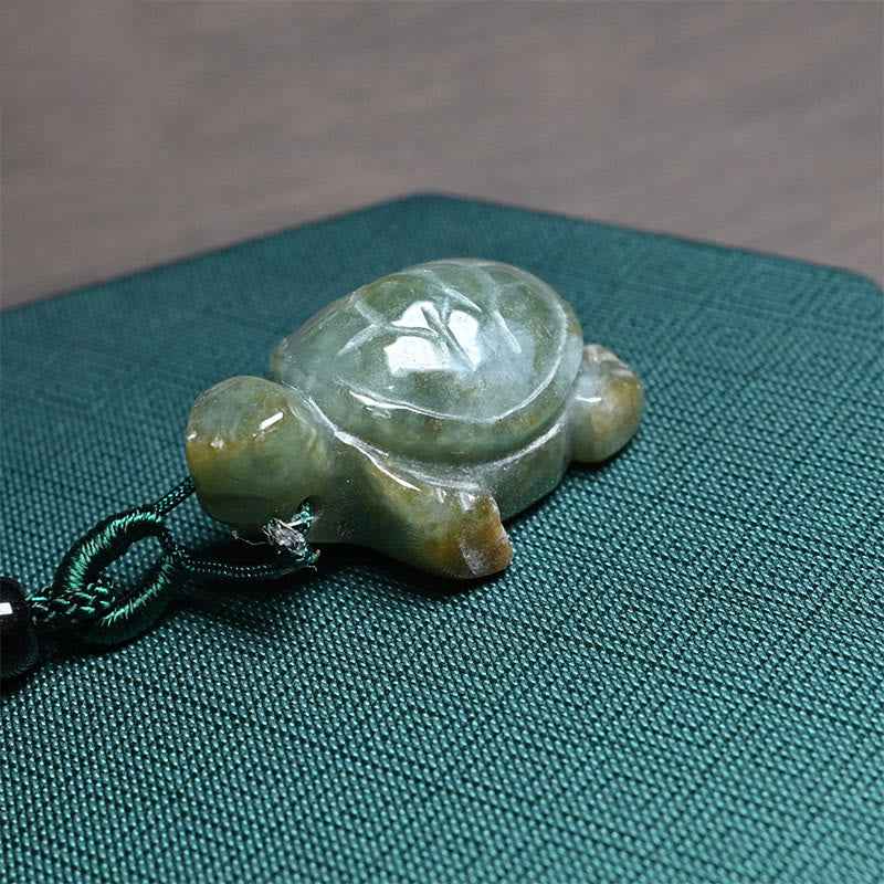 Fortune Jewel Green Jade Turtle Prosperity Necklace Pendant