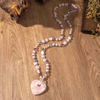 Fortune Jewel Rose Quartz Green Aventurine Love Heart Beads Luck Necklace Pendant