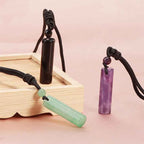 Fortune Jewel Various Crystal Rose Quartz Green Aventurine Amethyst Cylinder Healing Necklace Pendant