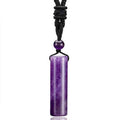 Fortune Jewel Various Crystal Rose Quartz Green Aventurine Amethyst Cylinder Healing Necklace Pendant