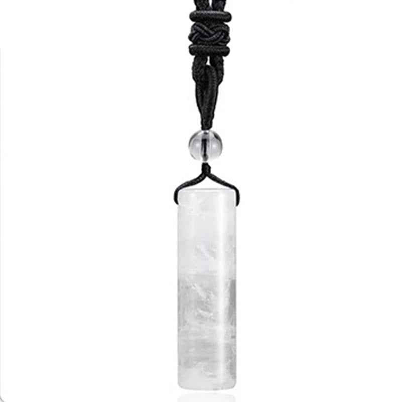 Fortune Jewel Various Crystal Rose Quartz Green Aventurine Amethyst Cylinder Healing Necklace Pendant