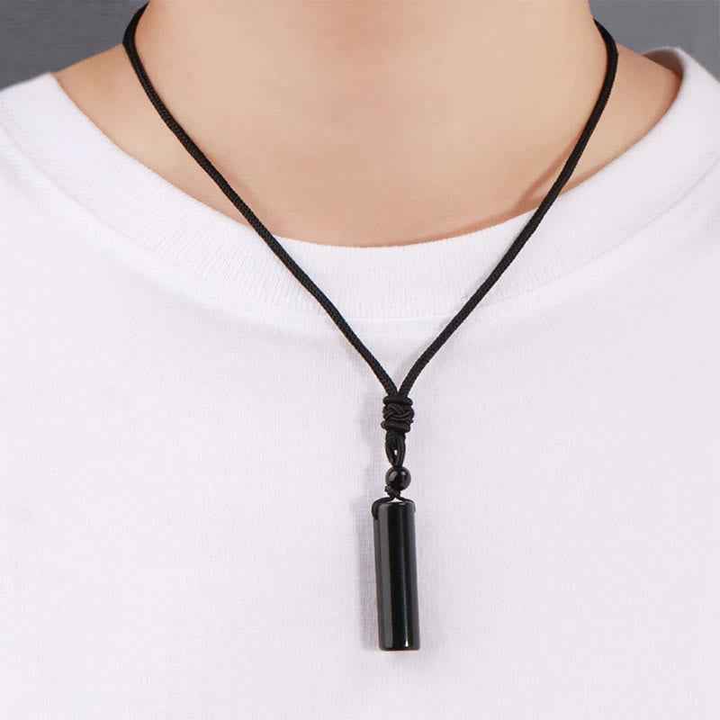 Fortune Jewel Various Crystal Rose Quartz Green Aventurine Amethyst Cylinder Healing Necklace Pendant