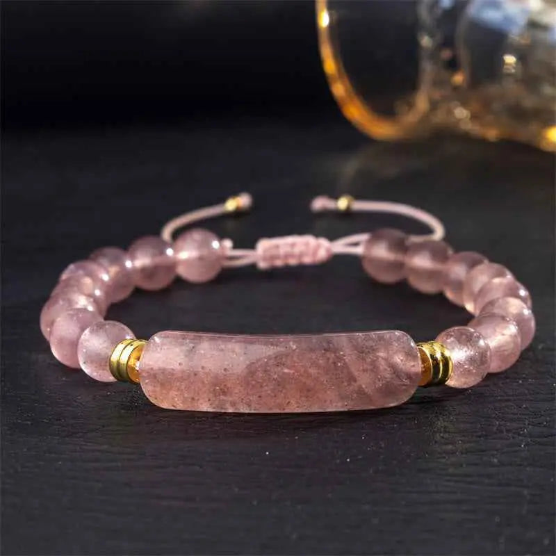 Fortune Jewel Amethyst Green Aventurine Tiger Eye Strawberry Quartz Positive Transformation Bracelet