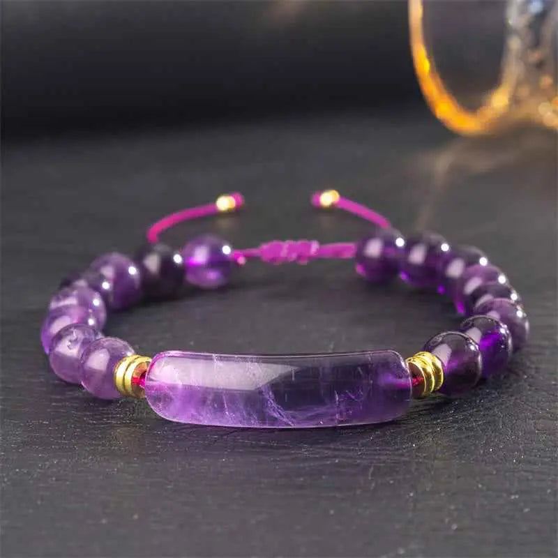 Fortune Jewel Amethyst Green Aventurine Tiger Eye Strawberry Quartz Positive Transformation Bracelet