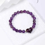 Fortune Jewel Natural Amethyst Green Aventurine Tiger Eye Strawberry Quartz Love Heart Spiritual Bracelet