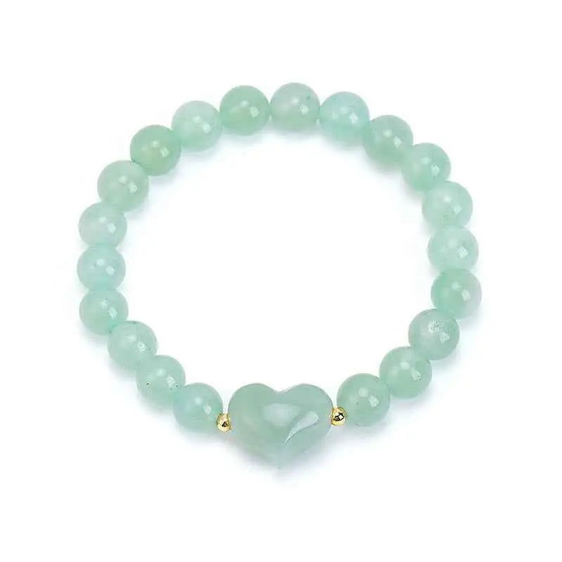 Fortune Jewel Natural Amethyst Green Aventurine Tiger Eye Strawberry Quartz Love Heart Spiritual Bracelet