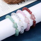 Fortune Jewel Natural Amethyst Green Aventurine Tiger Eye Strawberry Quartz Love Heart Spiritual Bracelet