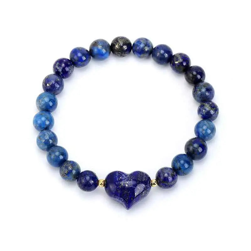 Fortune Jewel Natural Amethyst Green Aventurine Tiger Eye Strawberry Quartz Love Heart Spiritual Bracelet