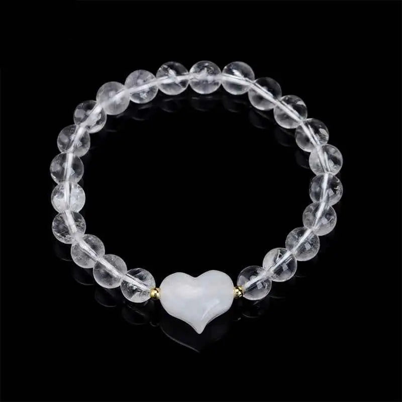 Fortune Jewel Natural Amethyst Green Aventurine Tiger Eye Strawberry Quartz Love Heart Spiritual Bracelet