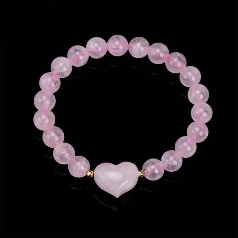 Fortune Jewel Natural Amethyst Green Aventurine Tiger Eye Strawberry Quartz Love Heart Spiritual Bracelet