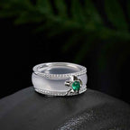 Buddha Stones Chalcedony Gourd Flower Harmony Ring