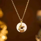 Fortune Jewel 925 Sterling Silver Peony Peace Buckle Hetian White Jade Blessing Necklace Pendant