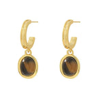Fortune Jewel Tiger Eye Retro Round Copper Protection Stud Earrings