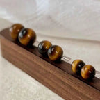 Fortune Jewel Simple Tiger Eye Retro Round Protection Stud Earrings