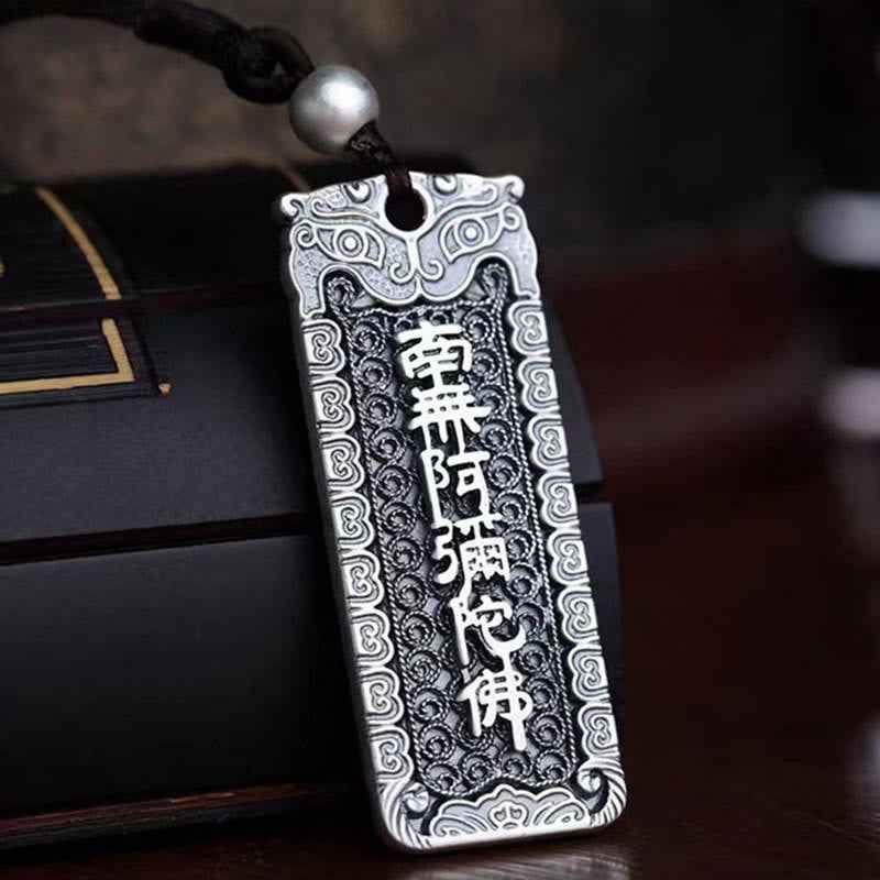 Fortune Jewel Copper Namo Amitabha Om Mani Padme Hum Rope Wisdom Necklace Pendant