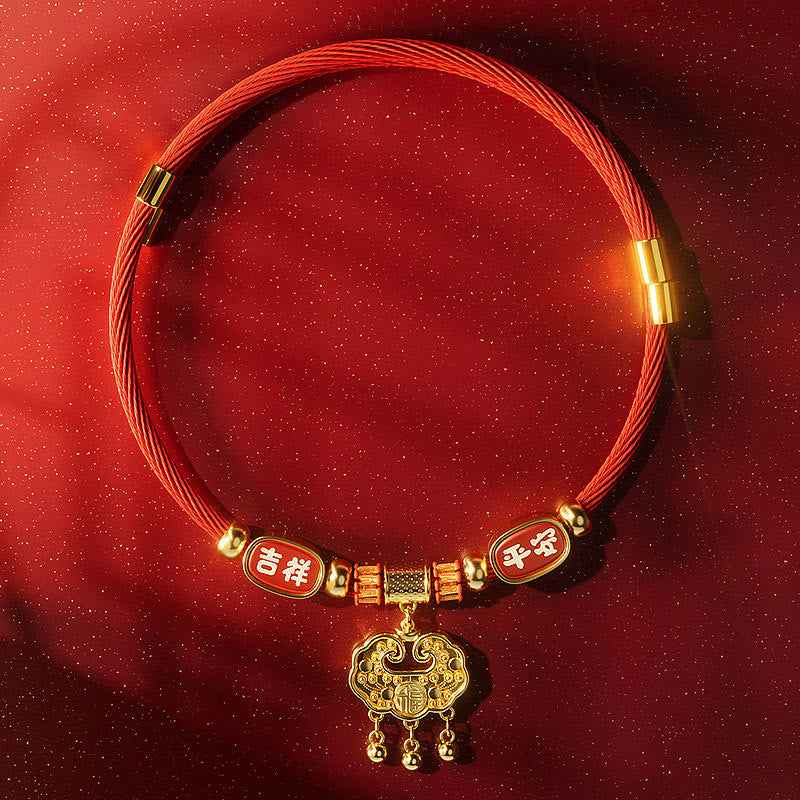 Fortune Jewel Red String Bead Fu Character Luck Adjustable Cats Dogs Pet Collar