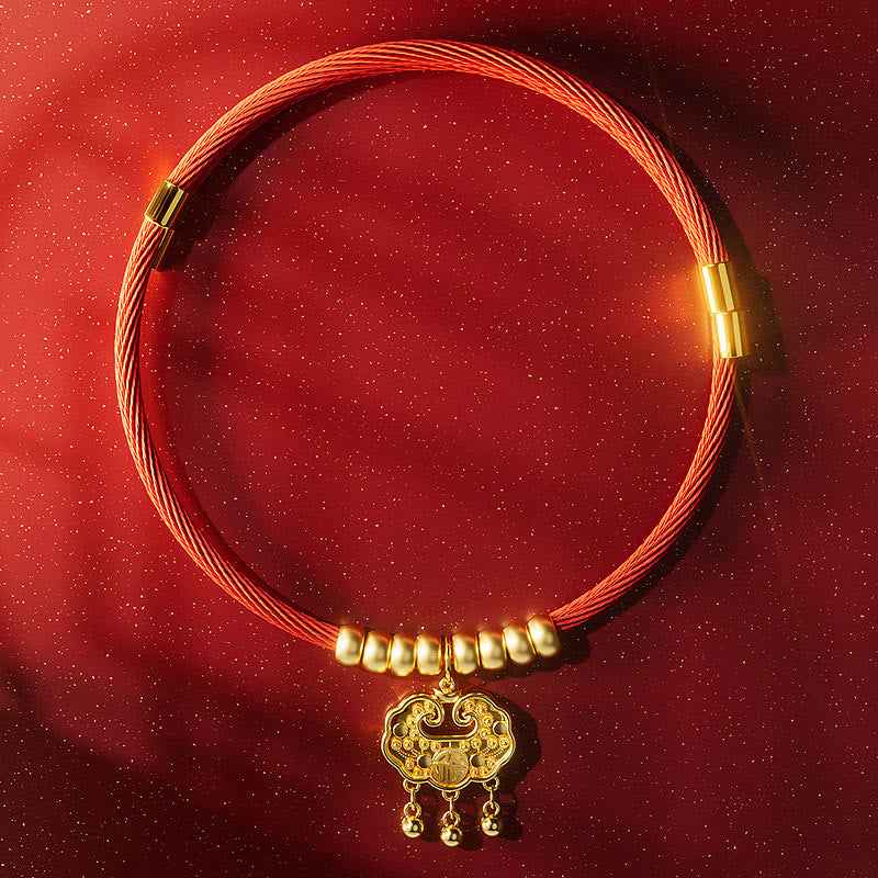 Fortune Jewel Red String Bead Fu Character Luck Adjustable Cats Dogs Pet Collar