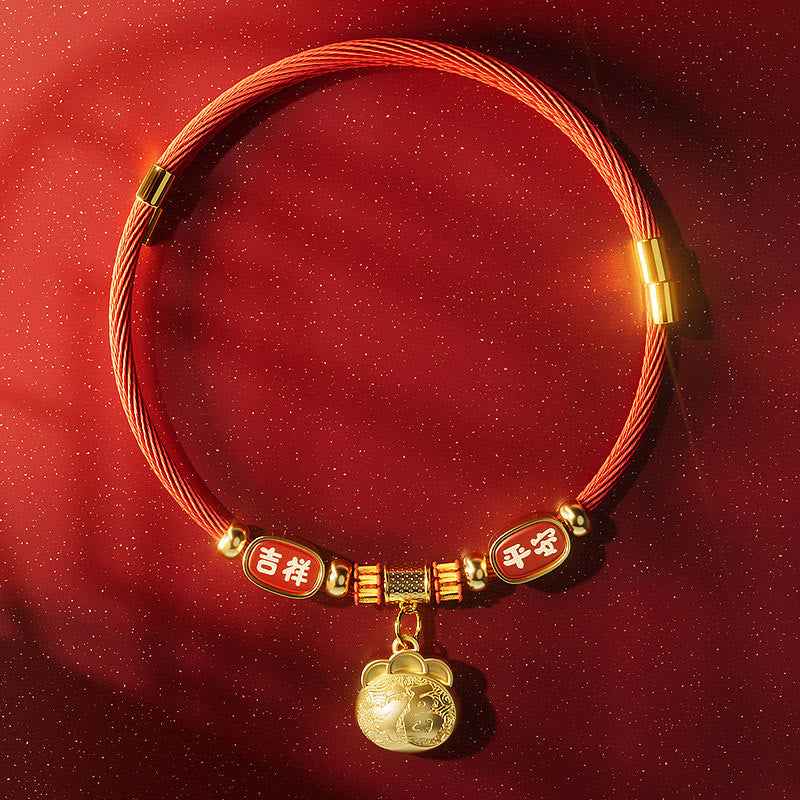 Fortune Jewel Red String Bead Fu Character Luck Adjustable Cats Dogs Pet Collar