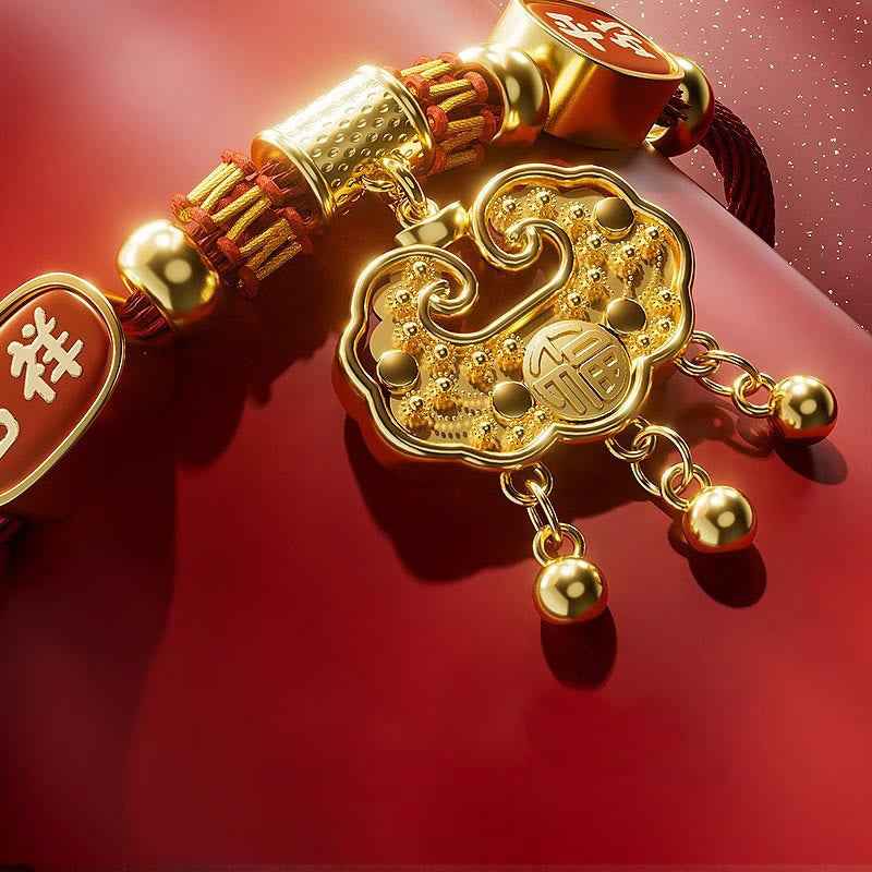 Fortune Jewel Red String Bead Fu Character Luck Adjustable Cats Dogs Pet Collar